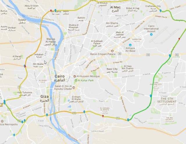 Mapa dos aeroportos do Cairo