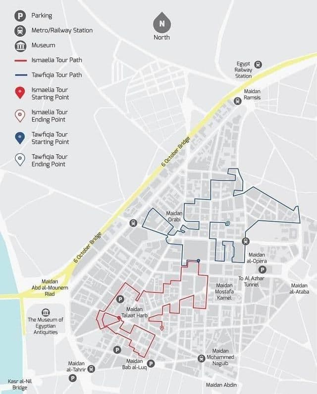 Mapa de viagens de ônibus do Cairo Hop On Hop Off