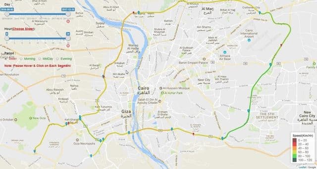 Mapa das estradas do Cairo